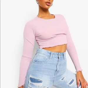 Purple ribbed crop top